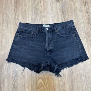 AGOLDE Parker Denim Shorts Size 28 Black Raw Hem